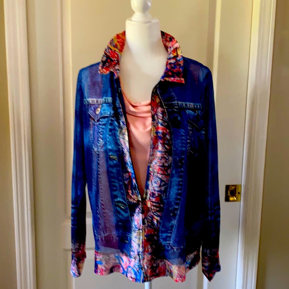 Beautiful John-mark designer zip up jacket/shirt.